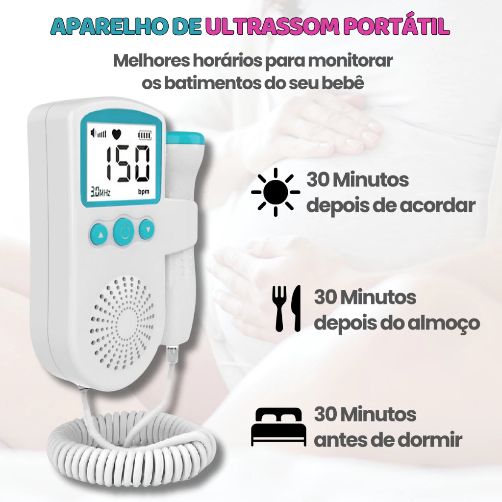 Monitor Doppler Fetal Portátil com Gel + Pilhas Grátis