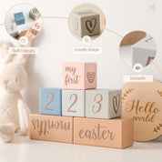 Madeira Mês Milestone Digit Record Card, Newborn Birthday Gift, Baby Photo Souvenir, Fotografia Acessórios com Caixa, 7pcs por conjunto