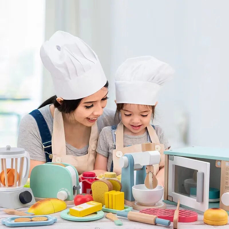 Kit Cozinha Montessori em Madeira Micro-ondas - Ama Mamma