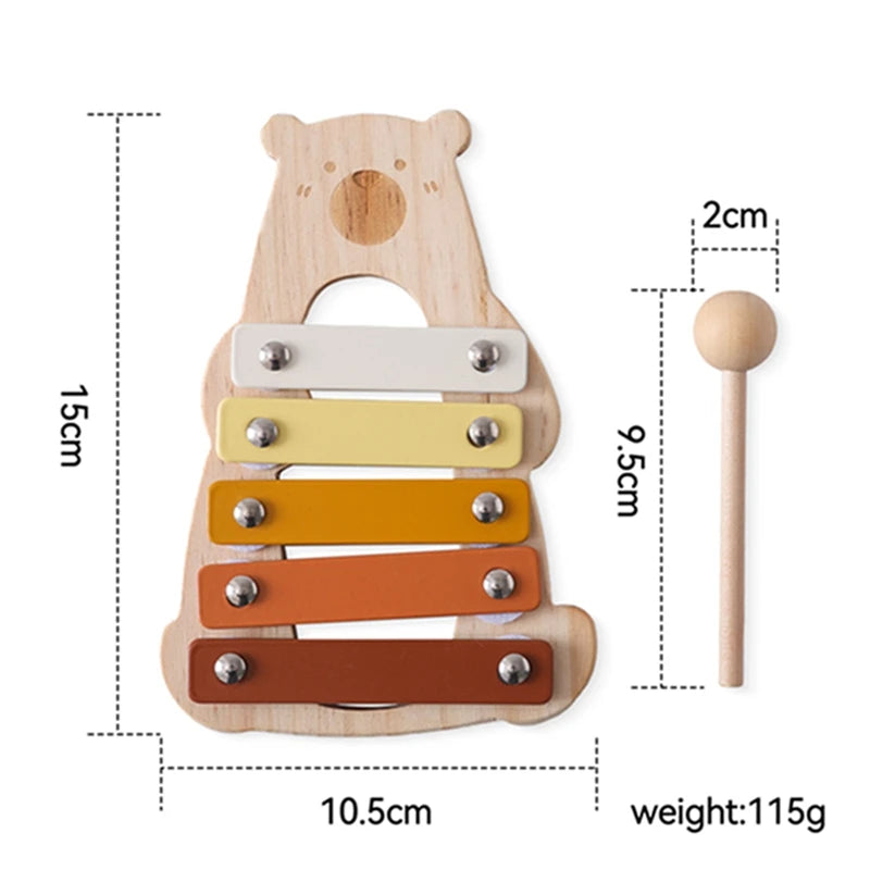 Montessori brinquedo de madeira multicolorido xilofone sino contas tambor coluna instrumento musical brinquedo criança educacional instrumento musical presente