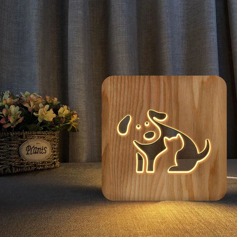 Luminária LED Animal Encantado de Madeira Ama Mamma - Ama Mamma