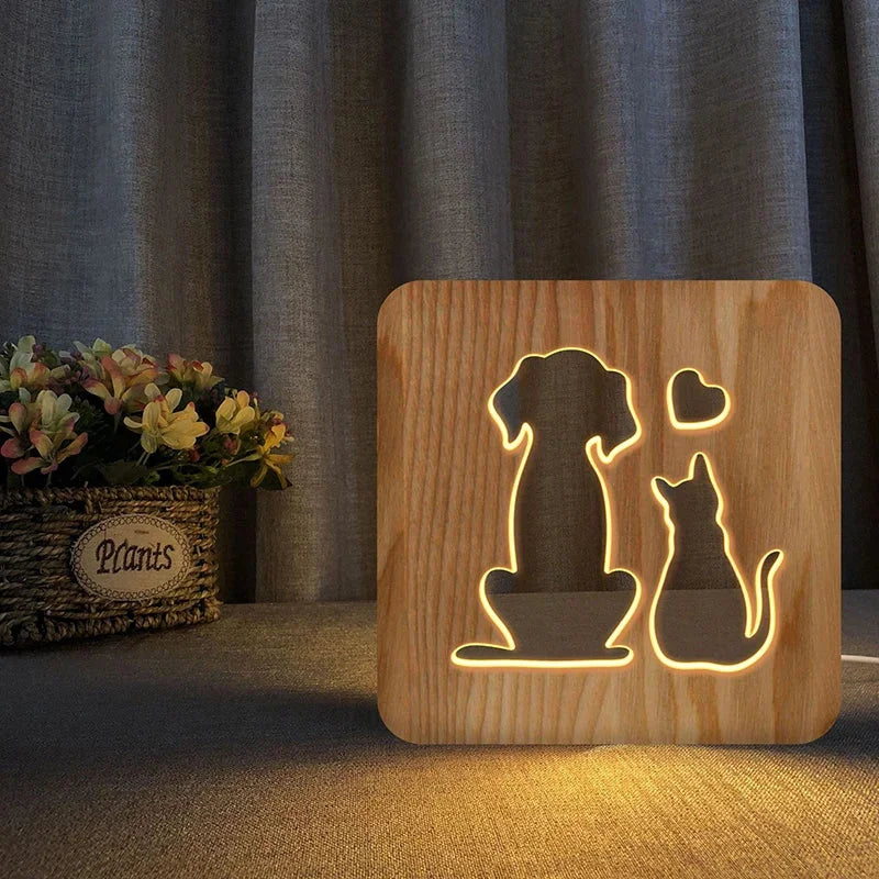 Luminária LED Animal Encantado de Madeira Ama Mamma - Ama Mamma