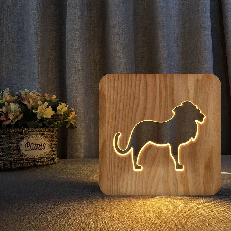 Luminária LED Animal Encantado de Madeira Ama Mamma - Ama Mamma