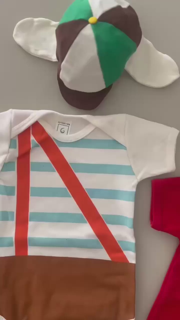 Body Bebê Mesversário com Touca 100% Algodão – Kit 2 Peças Temático Kiko